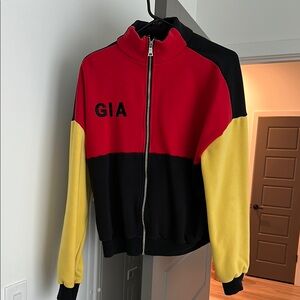 I AM GIA Red, Black, and Yellow Zip-Up Jacket